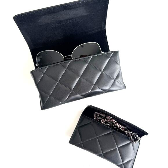 Chanel Butterfly Sunglasses & Chain Gunmetal Burgundy Pink 4274-Q Luxury $1695 main image 10